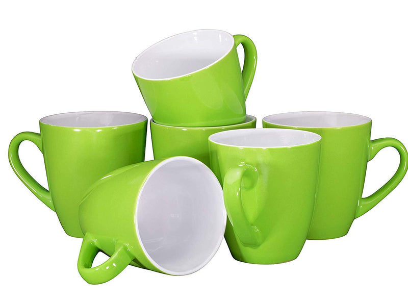 Simple 16oz Coffee Mug Set with 6 Cups, Large 16oz Ceramic Mug Set in Green