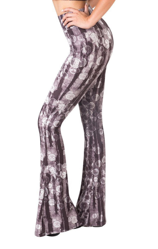 High waisted flared wide leg leggings in printed and solid color, Reg & Plus