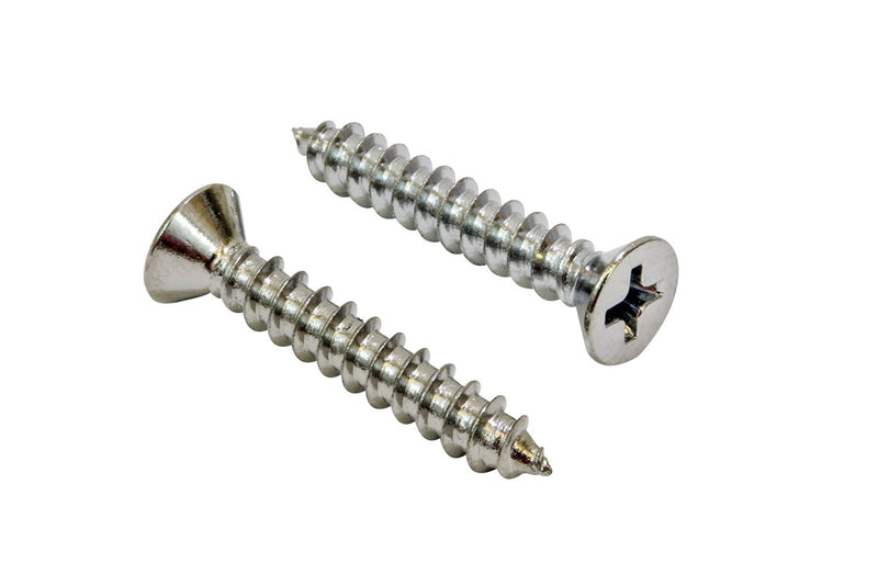 8 x 1-1/4" Chrome Plated Stainless Steel Pan Head Phillips Wood Screw,