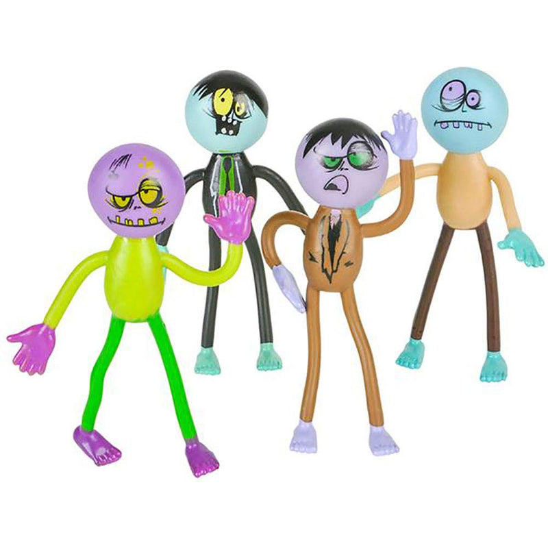 Bendable Zombies - Pack of 12 assorted stretchy mini monster action figures