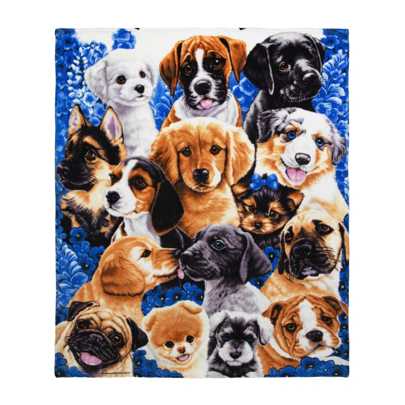 Puppy Fleece Bed Blanket 50"x60" Cute Fleece Throw Blanket for Girls