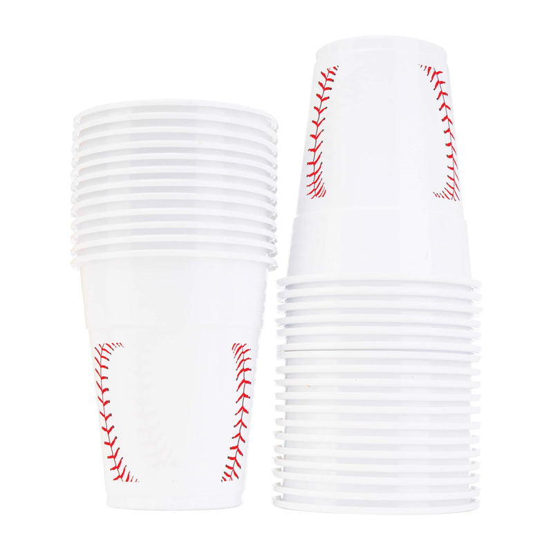 Baseball Party Cups Bulk Pack of 30 Plastic Cups for Birthday Party Supplies