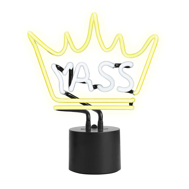 Amped Co Yass Queen Neon Light Novelty Desk Lamp Large 113x975 Yellow/White Glow