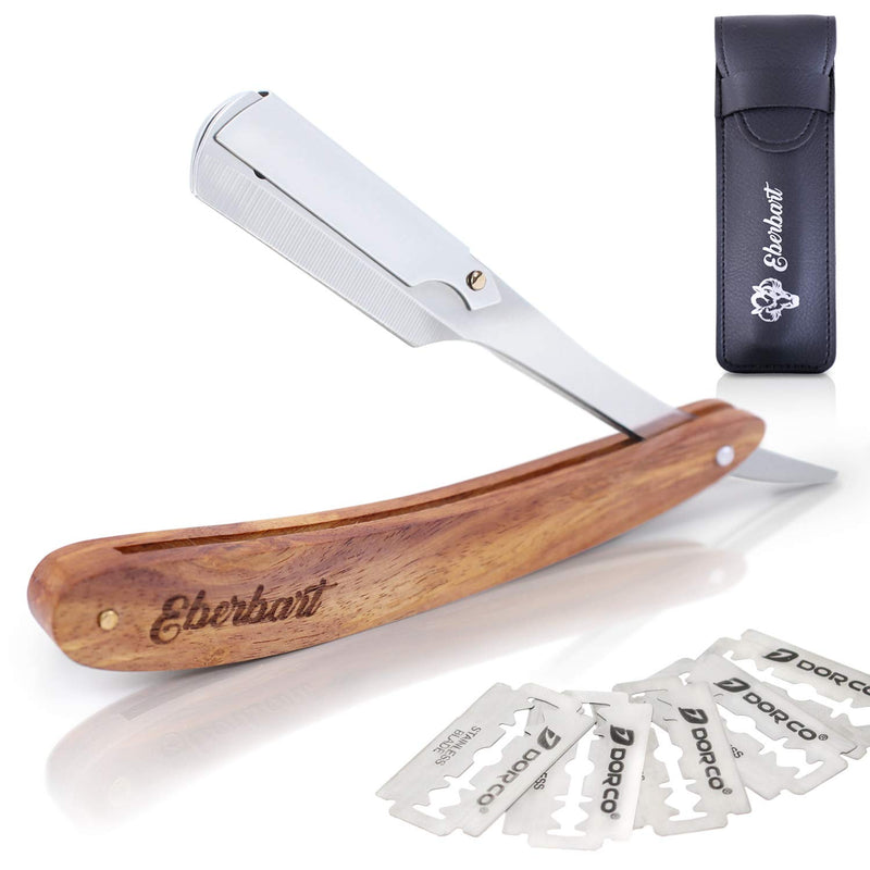 Stainless steel razor with 10 interchangeable blades case, classic beard knife