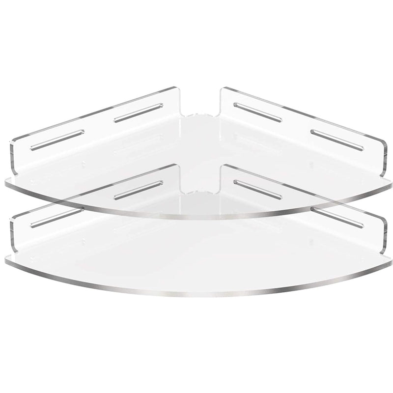 Acrylic Corner Shower Shelf Pack of 2 with Adhesive Wall Mounting Bathroom Corner Shelf