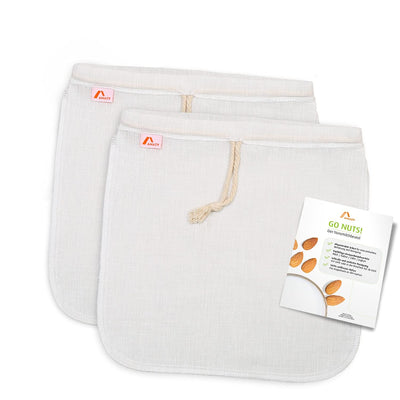 Set of 2 nut milk bags made from hemp including inserts with application tips 100