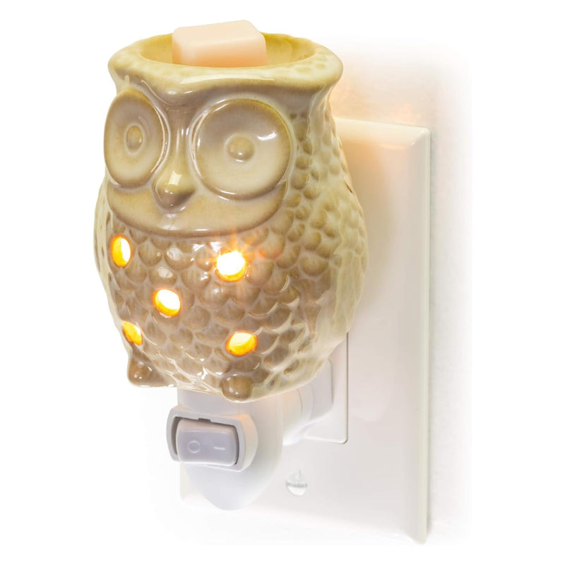 Wall-mounted wax warmer for scented wax, ceramic, antique white, ceramic owl