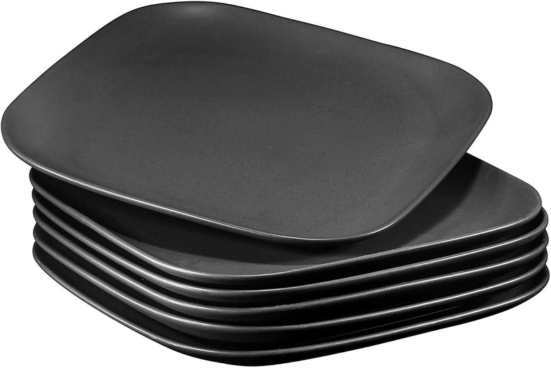 10 Inch Ceramic Appetizer Plates Set of 6 Square Black Plain Plates