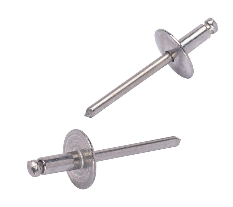 Large Flange Rivets, Stainless Steel, 1/8" x 1/4" Inch, (4-4) (Pack of 25), Gap