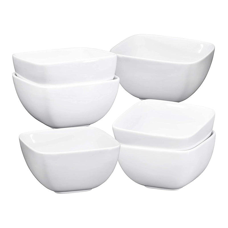 26 Ounce Square White Porcelain Ceramic Soup Bowls, Set of 6, Large White Soup Bowls