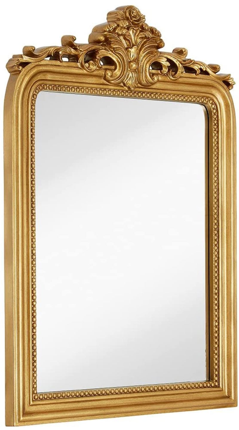 24x36 inch vintage gold mirror, French baroque and antique arched mirror