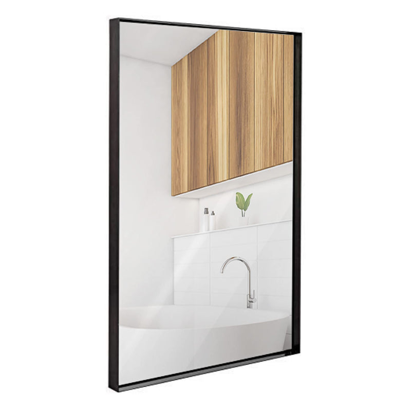 24x36 Inch Black Frame Metal Brushed Rectangular Bathroom Mirror