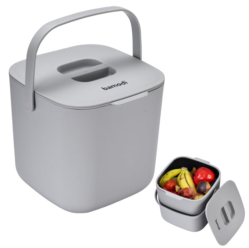 Organic waste bin kitchen double compartment plastic for compost or small waste