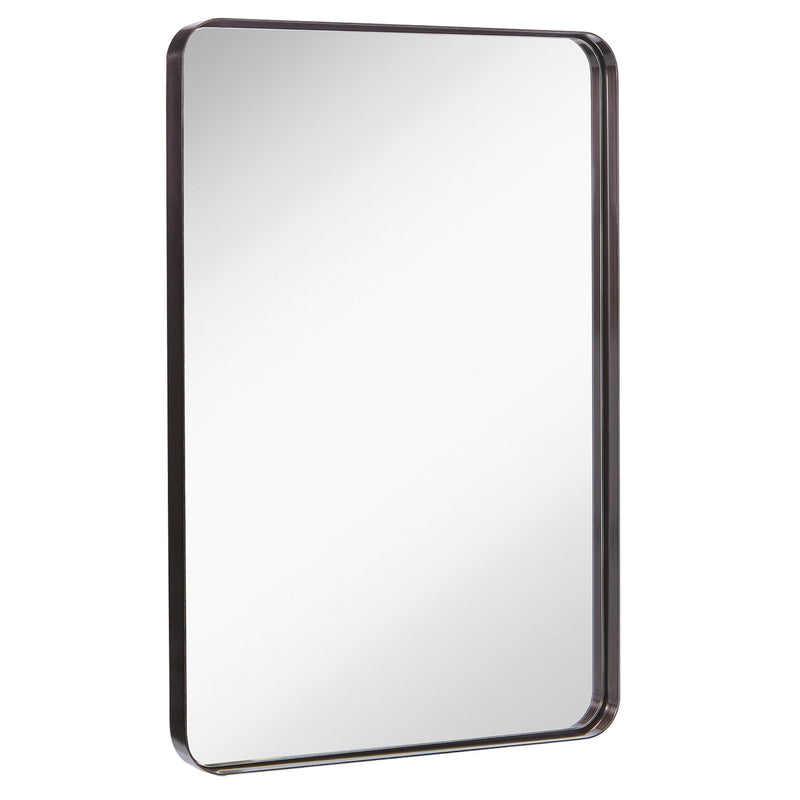 24x36 Inch Black Frame Metal Brushed Rectangular Bathroom Mirror