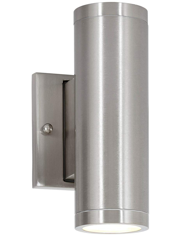 8 Inch Outdoor Wall Light Up Down Cylinder Light Brushed Nickel Modern