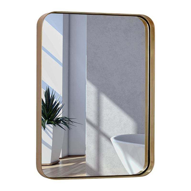 16x24 Inch Gold Framed Metal Brushed Rectangular Bathroom Mirror