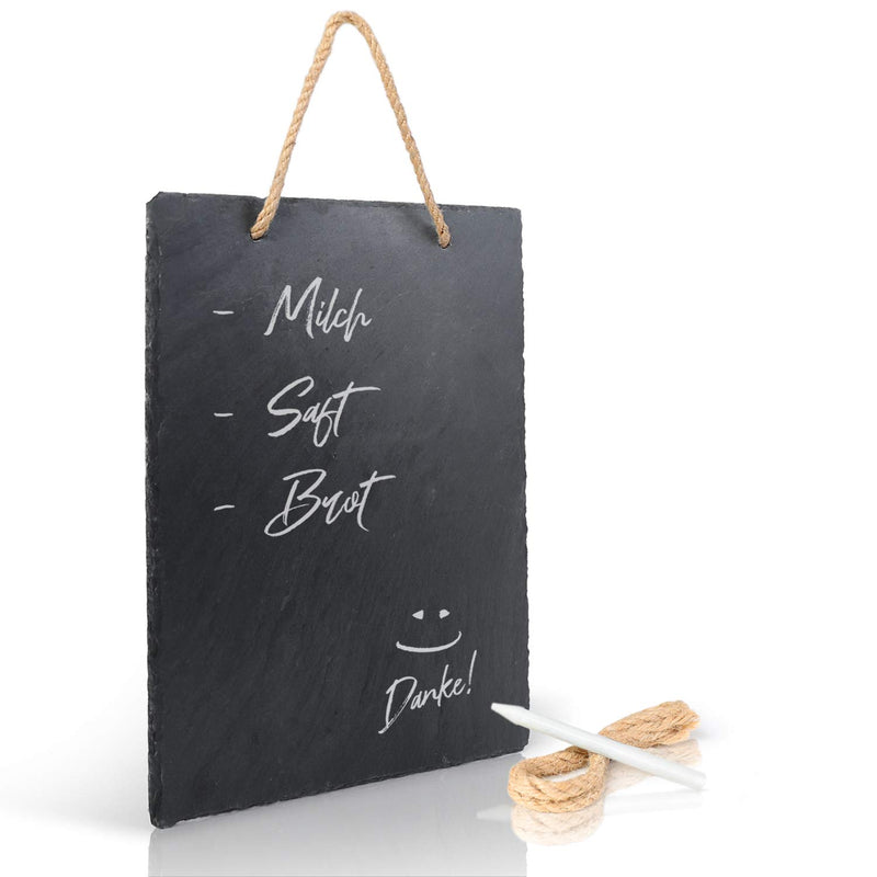 Slate board (305 cm x 20 cm) for hanging with jute ribbon including chalk pen