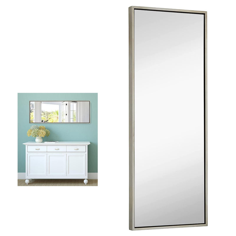 18x48 inch black framed mirror, long rectangular bathroom mirror for wall