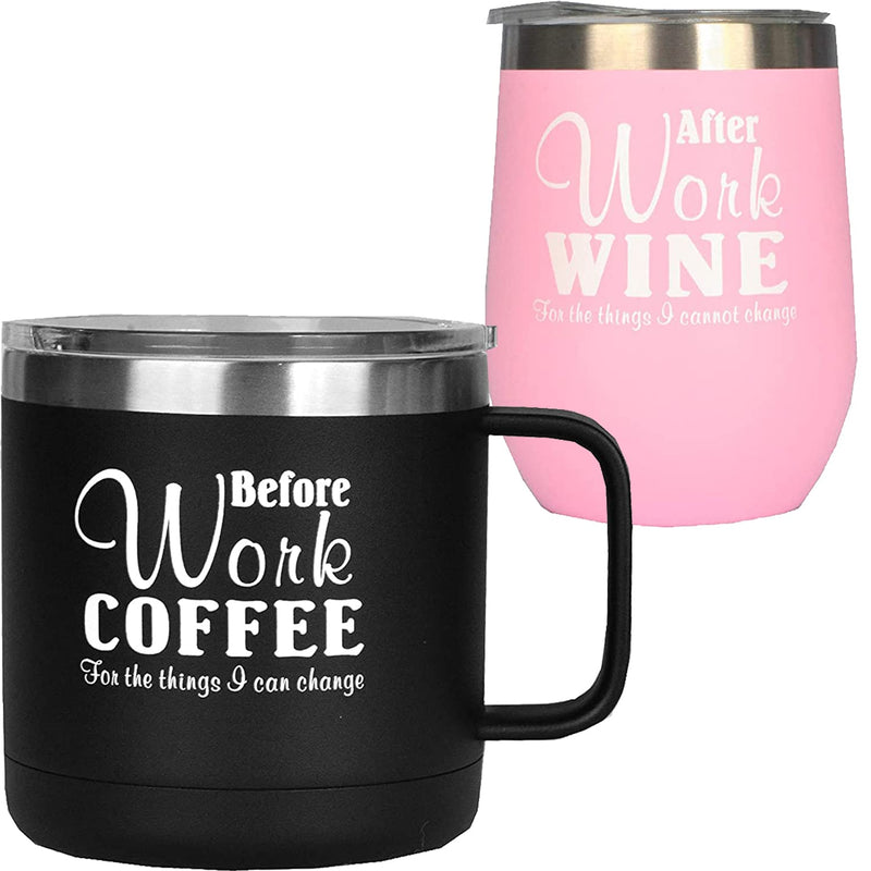 Coffee Mug Gift Set, Coffee Before Work for the Things I Can Change, Christmas