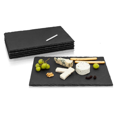 Slate plates set (6 pieces) including chalk pen for writing on decorative items