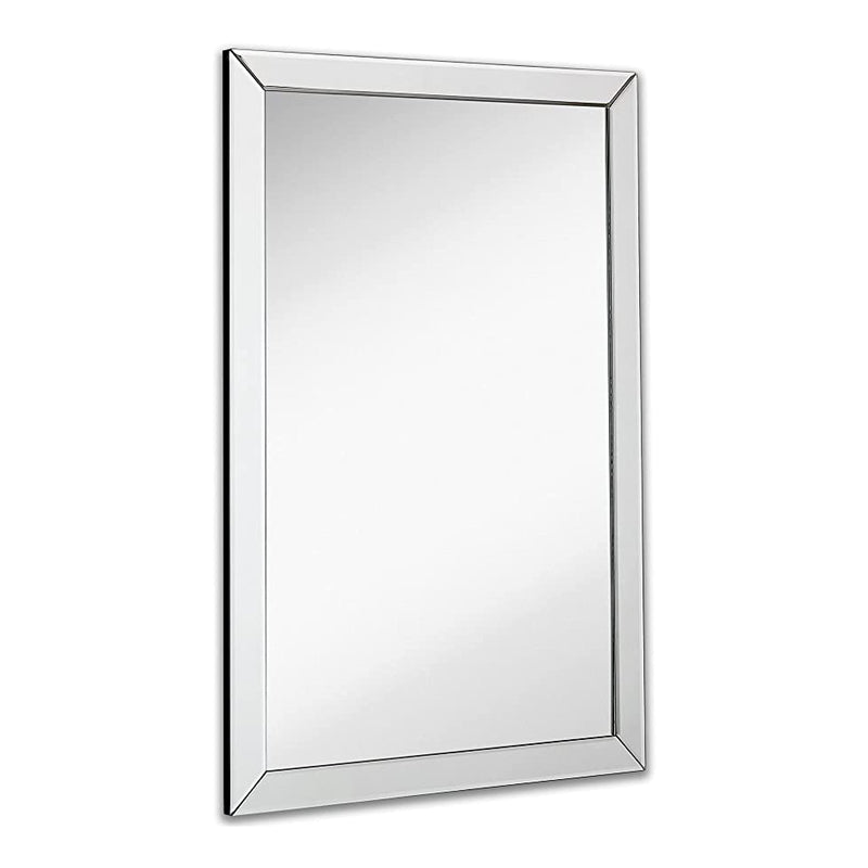 24 x 36 inch rectangular mirror with polished silver frame for wall