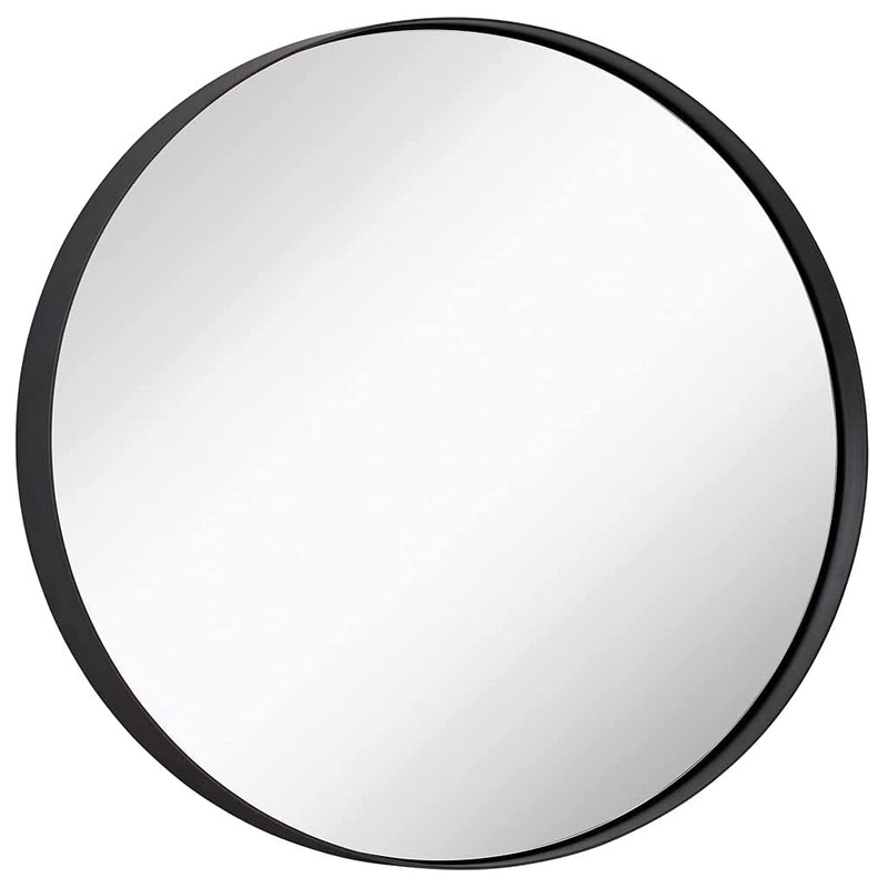 24 inch contemporary bronze round mirror with brushed metal frame