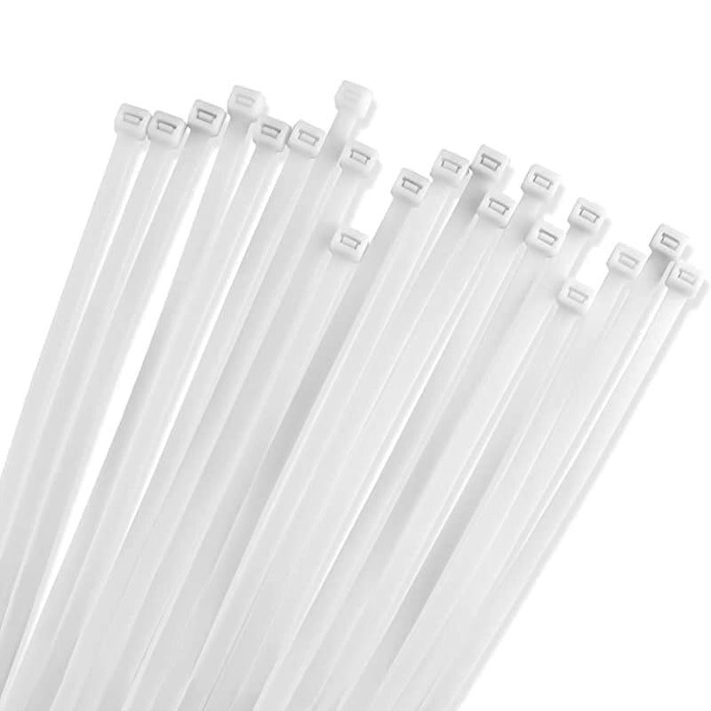 8 Inch White Zip Ties (Bulk Pack of 1000), 40 Pound Tensile Strength - Heavy Duty