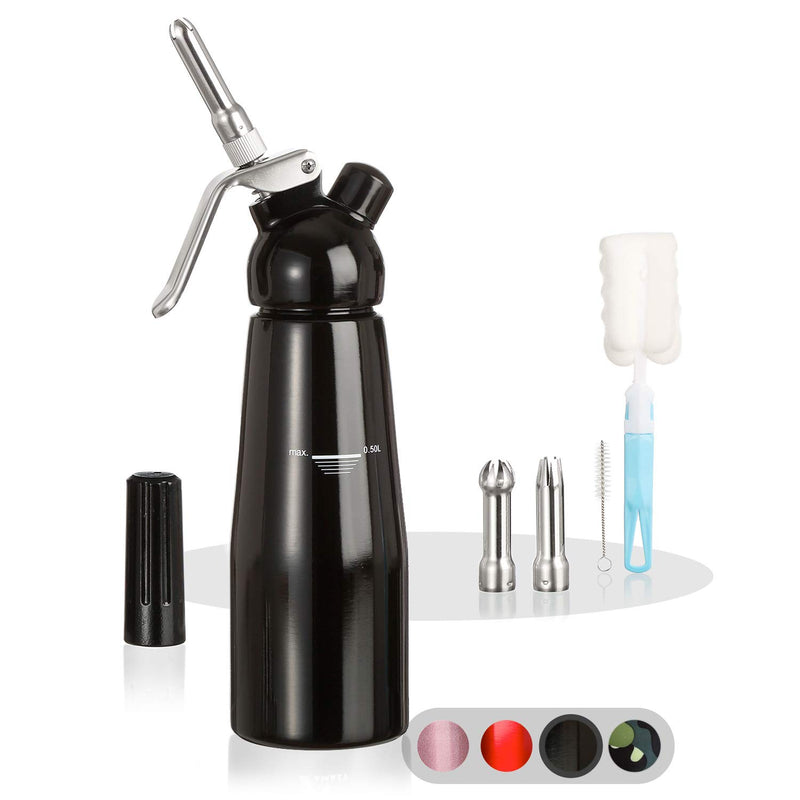 Cream dispenser including 3 stainless steel nozzles, 2 cleaning brushes, professional cream siphon