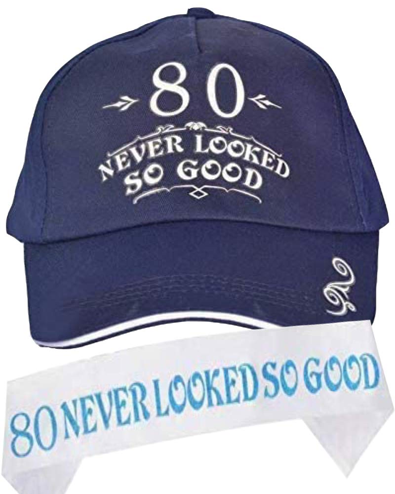 80th Birthday Gifts for Men, 80th Birthday Hat and Sash for Men, 80 has never looked like this