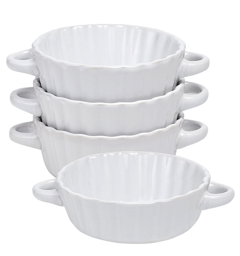 Ceramic Soup Bowls with Double Handles, 26 Ounce French Onion Stacking Bowls