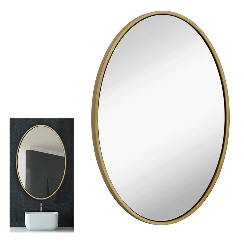 24x36 inch oval wall mirror with gold frame, large wooden mirror