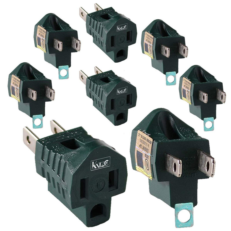 3 Pin to 2 Pin Grounding Adapter - 8 Pack for Wall Sockets - Converter