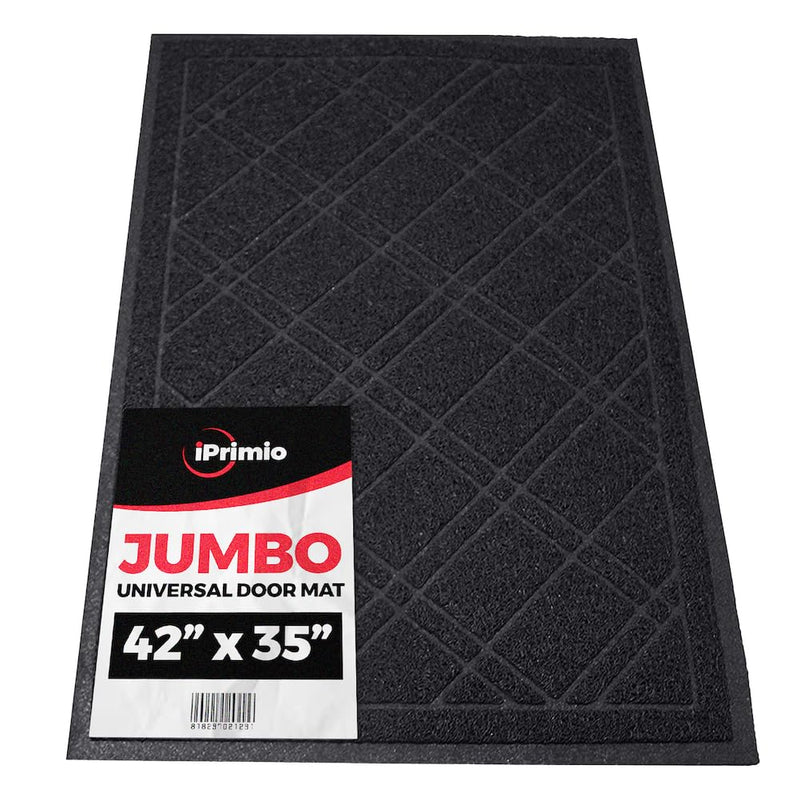 Universal Doormat Checkered Design - Black 42x35 - Non-Slip Durable