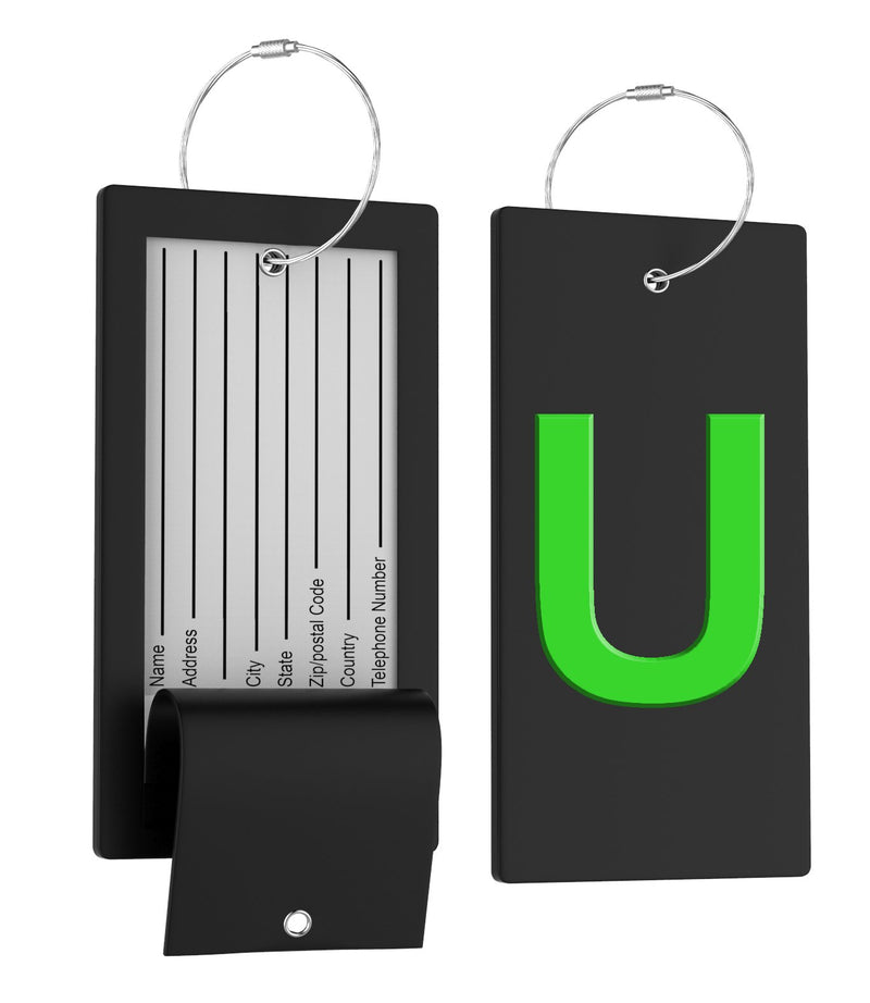 Luggage Bag Tag with Initial - fully bendable stainless steel tag