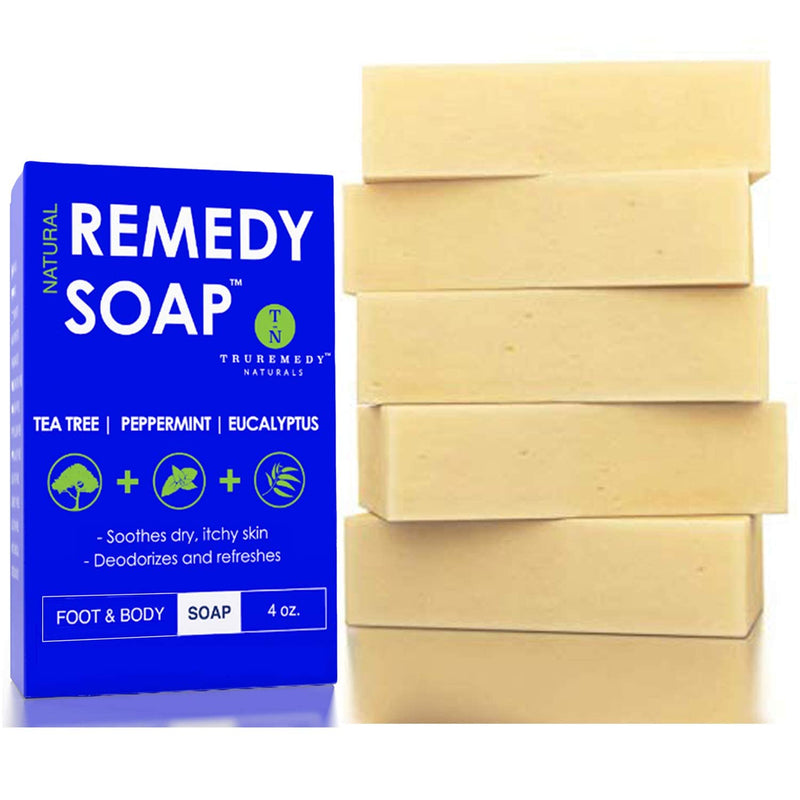 Remedy Natural Tea Tree Soap Bar for Men/Women, Pack of 5 - with Peppermint