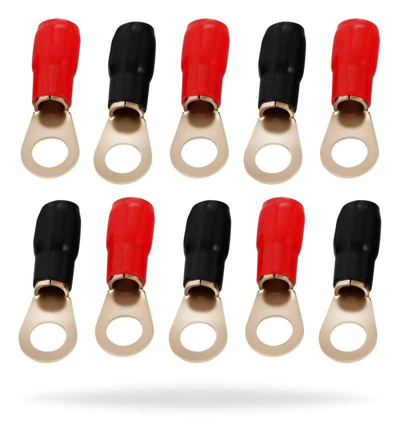 4 Gauge Awg tinned pure copper ring terminals with heat shrink tubing