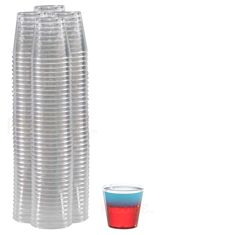 100 Pack 1 Ounce Clear Plastic Shot Glasses - Disposable Shot Glasses, Mini Plastic