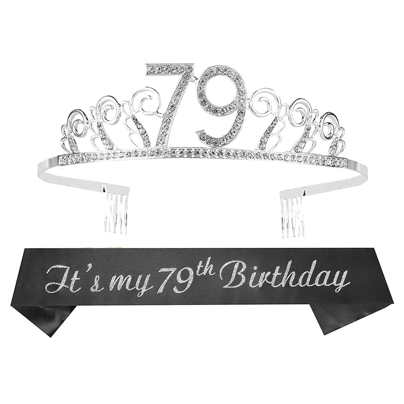 79th Birthday Sash and Tiara for Women - Fabulous Glitter Sash + Waves