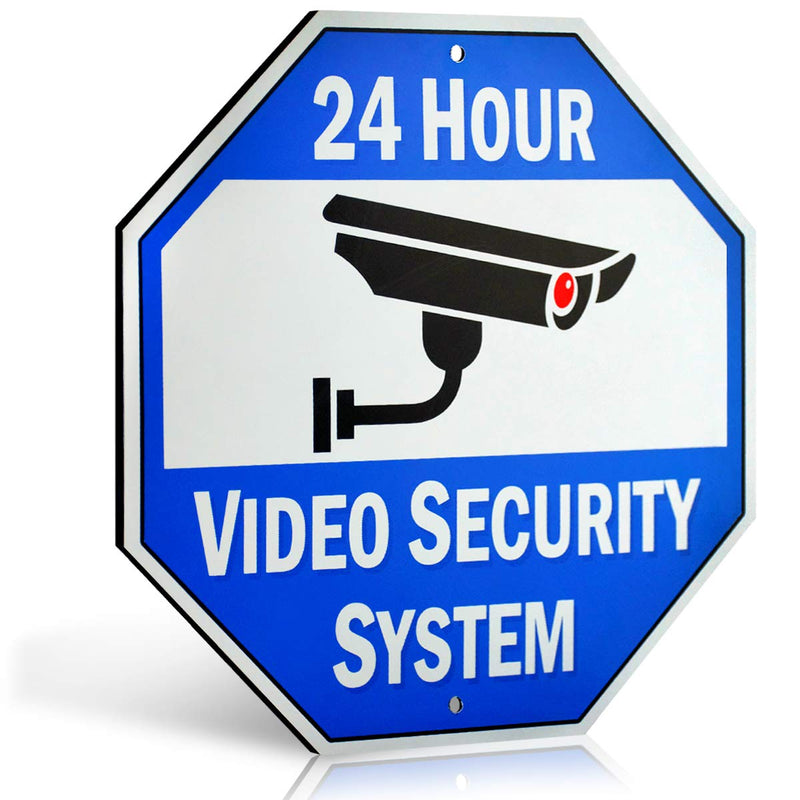 Designs Aluminum Surveillance Sign Stop Trespassing 24 Hour Security Camera