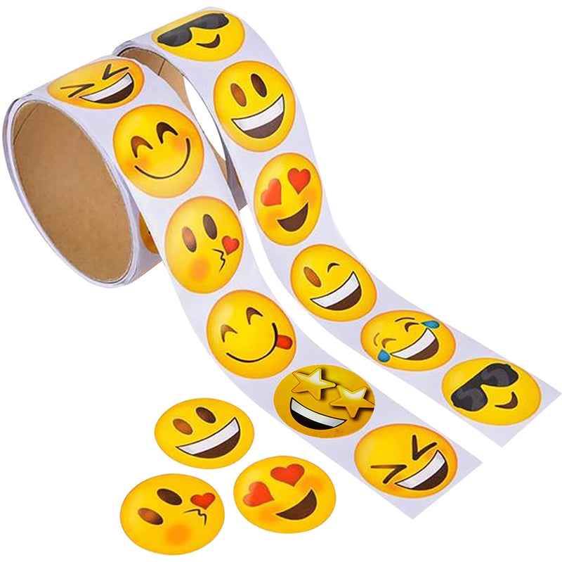 Emoticon Sticker Roll for Kids - 2 Rolls - Assorted Emoticon Sheets - Party