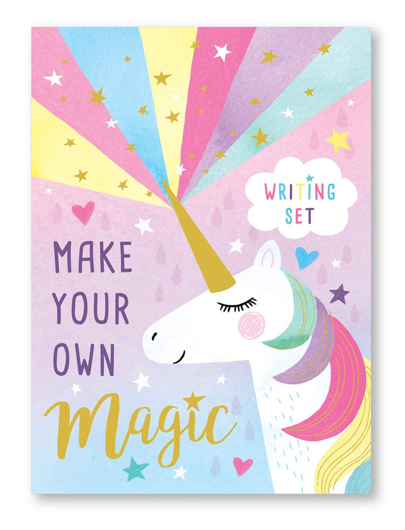 Rainbow Unicorn Design Stationery Set with Gold Foil Stationery for Girls