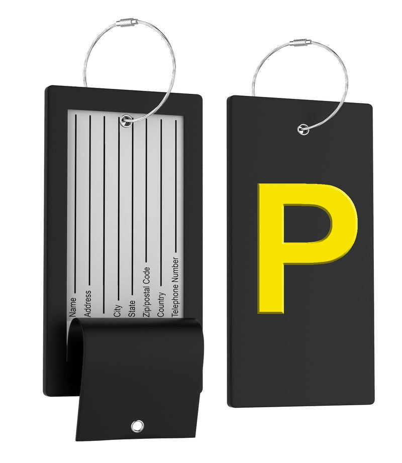 Luggage Bag Tag with Initial - fully bendable stainless steel tag