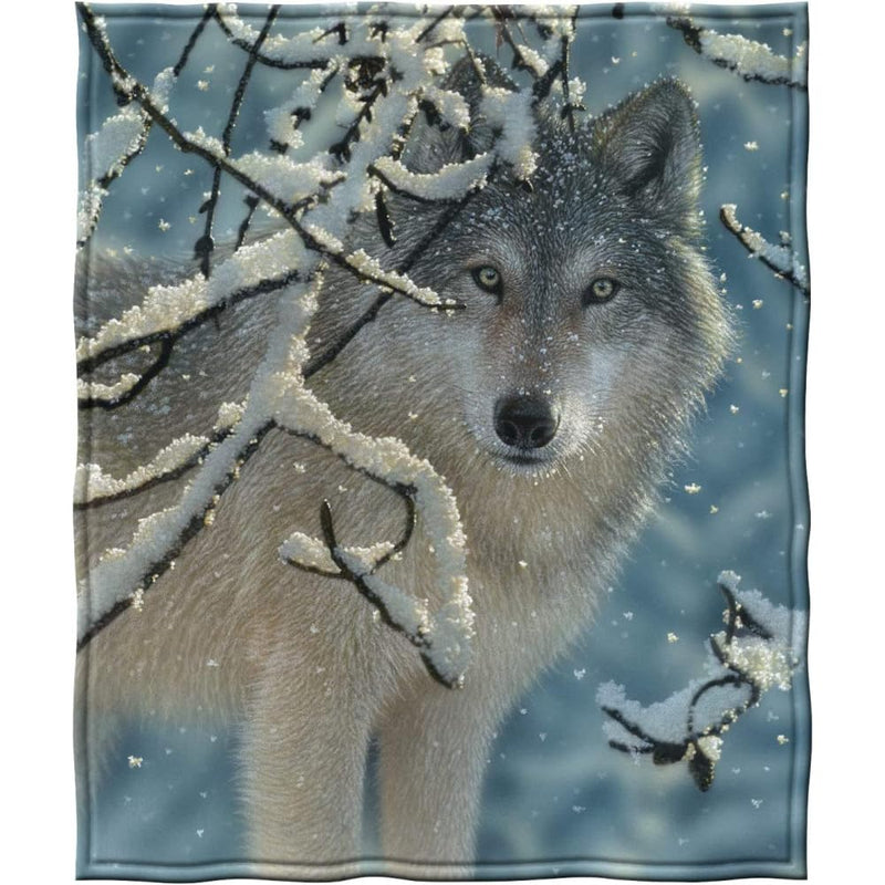 Silent Wolf Fleece Blanket for Bed Size 50" x 60" Winter Fleece Throw