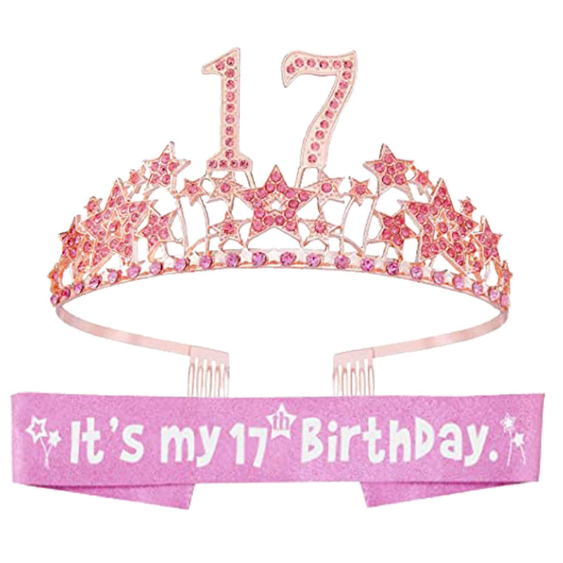 Girls 17th Birthday Sash and Tiara - Fabulous Set: Glitter Sash