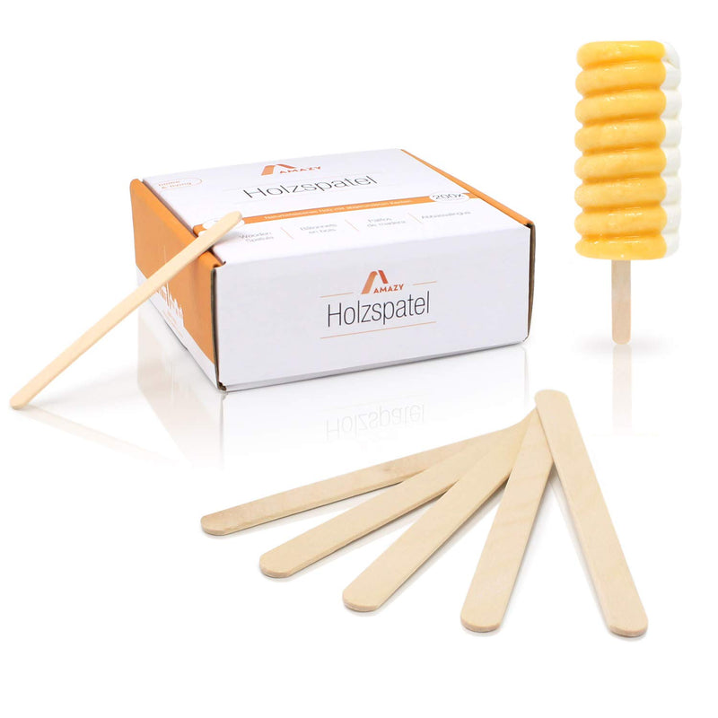 Wooden spatulas (200 pieces) natural wooden sticks ideal for popsicles