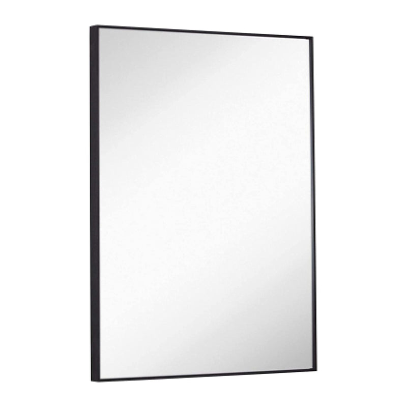 22" x 30" rectangular mirror with brushed black metal frame and single edge