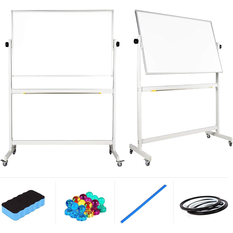 Rolling Whiteboard with Stand 48" x 32" - Portable Whiteboard on Wheels