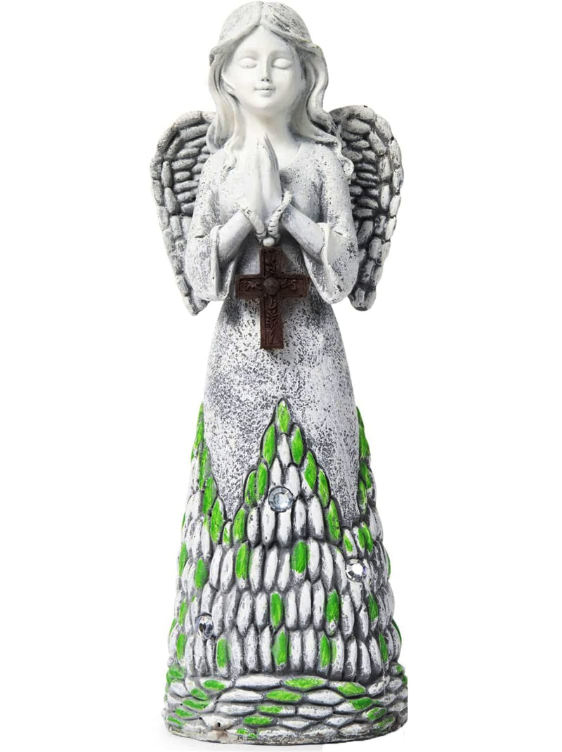 Praying Angel with Cross Angel Decorations for Home Solar Powered LED Outdoor Decoration