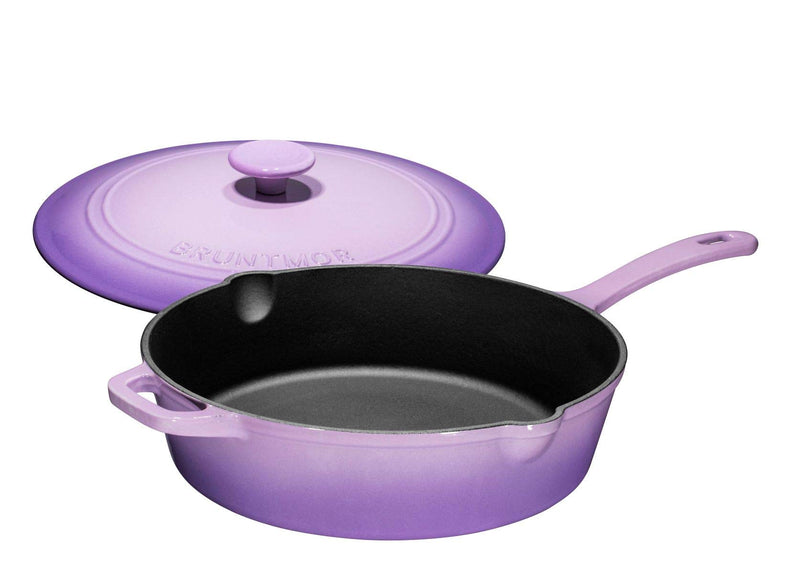 5qt purple enameled cast iron pans with lid and handle, non-stick cookware