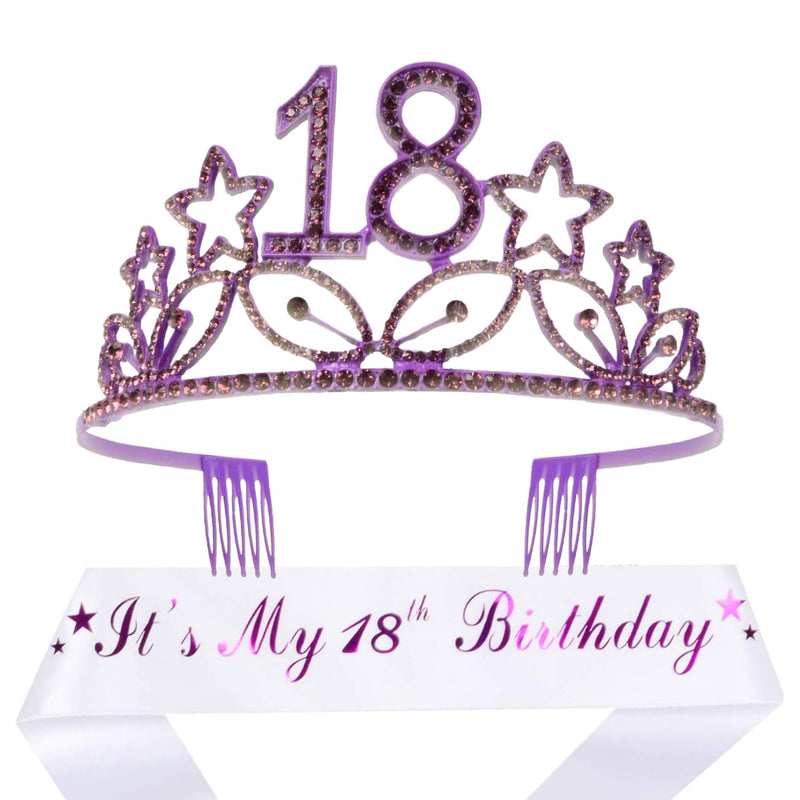 18th Birthday Sash and Tiara for Women - Fabulous Set: Glitter Sash + Stars